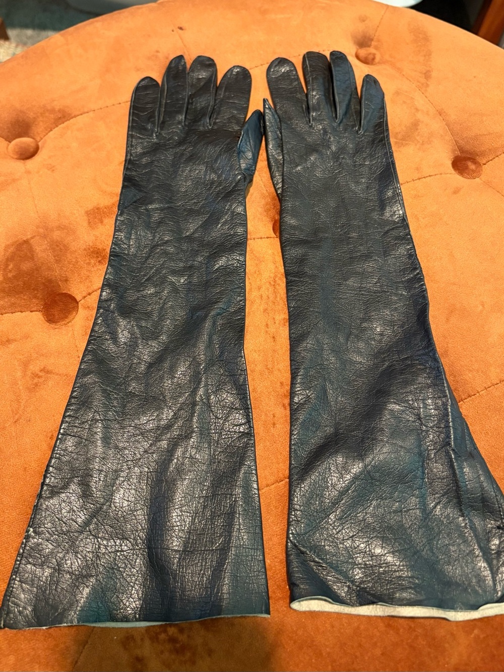 Vintage(1950-1960s) Fownes Long Black Leather Opera Gloves